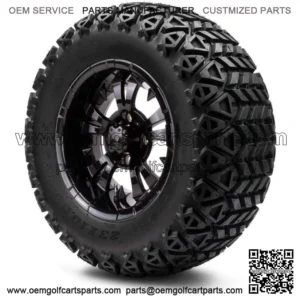 12" Vampire Glossy Black Golf Cart Wheels and Tires (23x10.50-12) - Set of 4