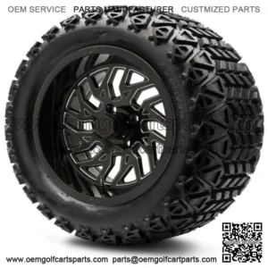 14" Carnage Black Ball Mill Golf Cart Wheels and Tires 23x10.00-14 Set of 4