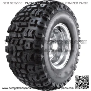 Golf Cart Wheel and Tire Assembly- 22 x 11-10 Knobby Tread Fits Yamaha
