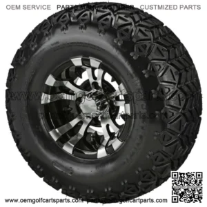 4 Golf  Cart 22x11-10 All-Terrain Tires on 10x7 Black/Machined Vampire  Wheels