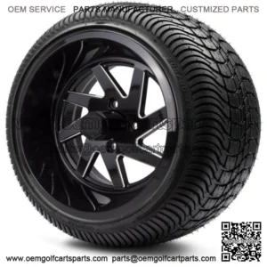 14" Fury Black Ball Mill Golf Cart Wheels and Tires (205-30-14) Set of 4