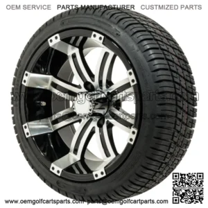 Set of 4 - 14 inch Machined Golf Cart Wheels on Low Profile Tires