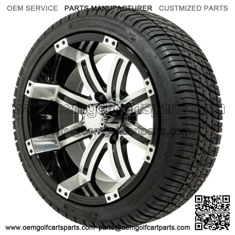 Set of 4 - 14 inch Machined Golf Cart Wheels on Low Profile Tires