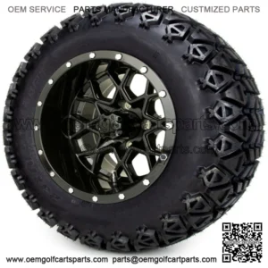 12" Glossy Black Golf Cart Wheels and Tires (23x10.50-12) Set of 4