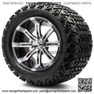 14" Machined Black Golf Cart Wheels and Tires 23x10.00-14 Set of 4