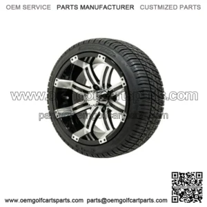 Set of 4 14" Black/Machined Golf Cart Wheels & 205/30-14 (18") Tires