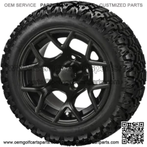 4 Golf Cart 23x10-14 All Terrain Tires on 14x7 Matte Black Ninja Wheels