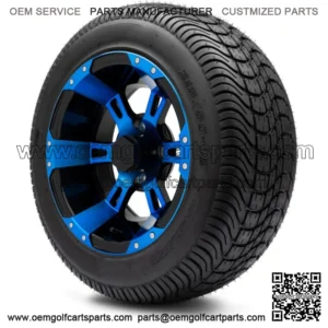 12" Ambush Blue and Black Golf Cart Wheels and Tires (215-50-12) - Set of 4