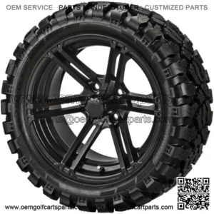 4 Golf Cart 23x10-14 Sierra Rover Tires on 14x7 Matte Black Yukon Wheels