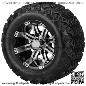 4 Golf  Cart 18X9.50-10 All-Terrain Tires on 10x7 Black/Machined Wheels