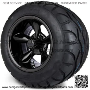 12" Godfather Glossy Black Golf Cart Wheels and Radial Tires (245/50-12)