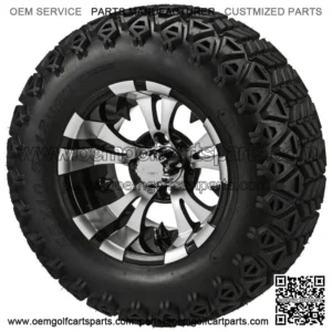 4 Golf Cart 23x10.50-12 All-Terrain Tires 12x7 Black/Machined Vampire Wheels