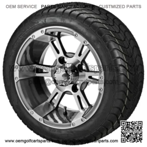 (4) Golf Cart 215/40-12 DOT Street Tires on 12x7 Gunmetal Raptor Wheels