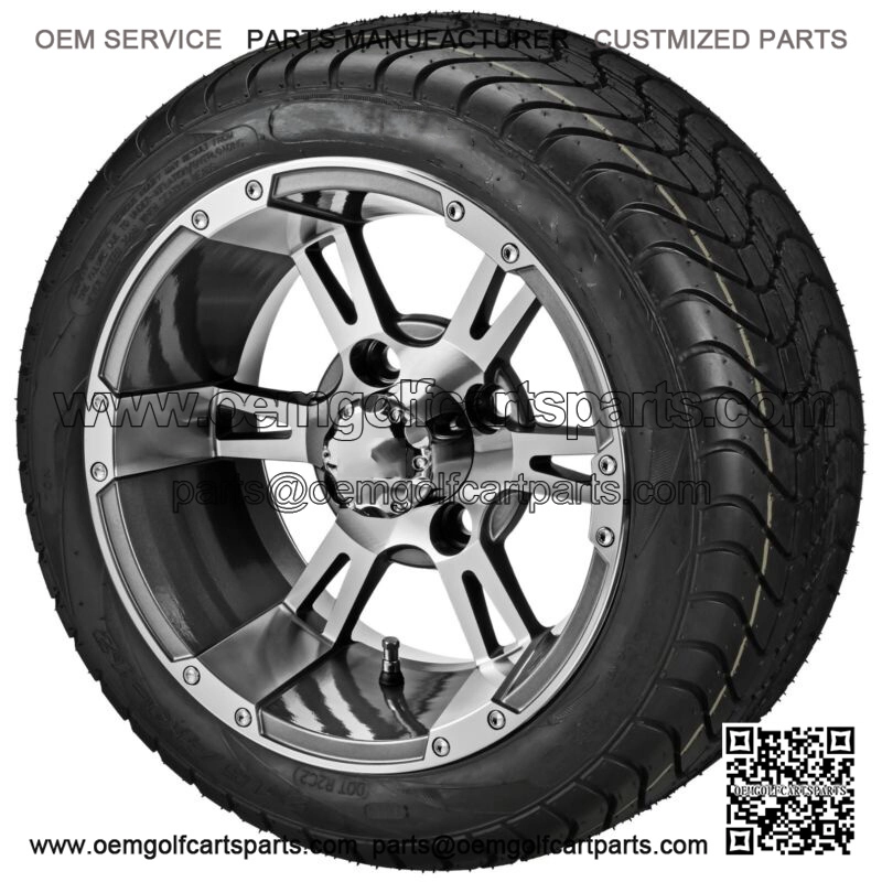 (4) Golf Cart 215/40-12 DOT Street Tires on 12x7 Gunmetal Raptor Wheels
