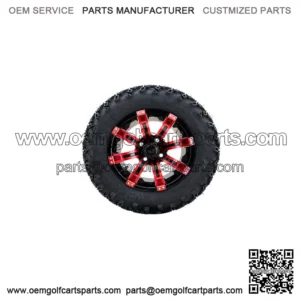 Set of 4 12" Black/Red Golf Cart Wheels on 22" All Terrain Tires