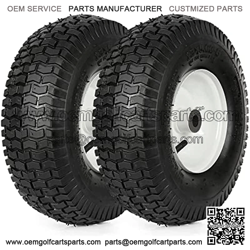 13x5.00-6 Tire and Wheel with Inner Tube, 13x5-6 Lawn Mower Tractor Turf Tire with Rim, 3" Centered Hub, 3/4" Bushing, Set of 2