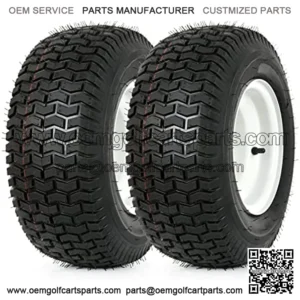 16x6.50-8 Lawn Mower Tires with Rim, 3" Offset Hub, 3/4" Bushing, 16x6.5-8 Tractor Turf Tire, 4 Ply Tubeless, Set of 2