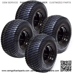 Set of 4 18x8.50x8 ATV Golf Go Cart Lawn Mower Tractor P322 Turf Tire Rim Assembly Black Steel Wheels 18" All Terrain Tires Compatible with EZGO Club Car Yamaha E-Z-GO Golf Cart