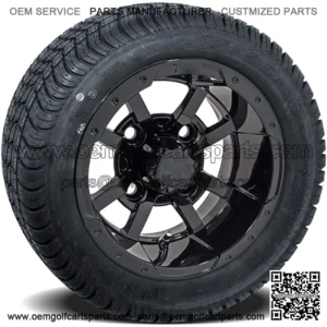 Set of 4 10 inch Storm Trooper Black Golf Cart Wheels On Low Profile Tires