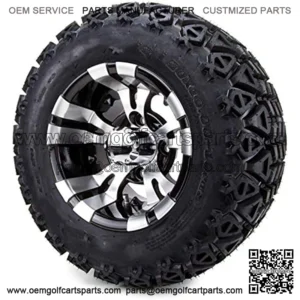 10" Vampire Machined Black Golf Cart Wheels and All Terrain Tires Combo Set of 4