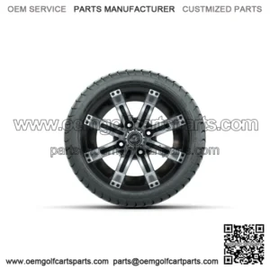 Set of 4 12" Tempest Black/Machined Golf Cart Wheels & 215/35-12 (18") Tires