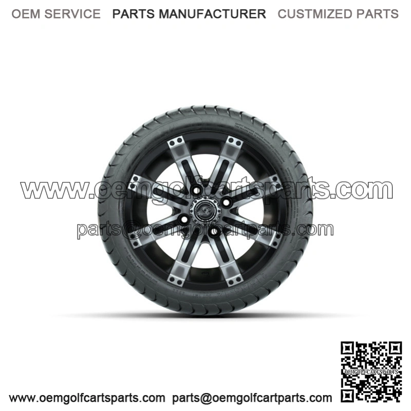 Set of 4 12" Tempest Black/Machined Golf Cart Wheels & 215/35-12 (18") Tires
