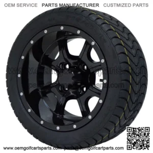 12" Stalker Gloss Black Wheels and 215/40-12 Low Pro Golf Cart Tires-Set of 4