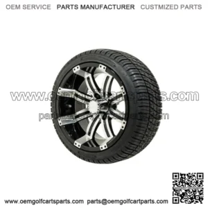 Set of 4 14" Tempest Black/Machined Golf Cart Wheels & 205/30-14 (18") Tires
