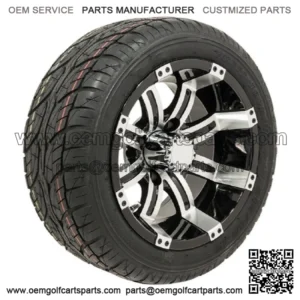 Set of 4 12" Tempest Black/Machined Golf Cart Wheels & 205/30-12 (18") Tires