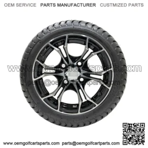 12" Black/Machined Golf Cart Wheels on 215/35-12 (18") DOT Tires-Set of 4