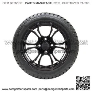 12" Matte Black Golf Cart Wheels on 215/35-12 (18") DOT Tires-Set of 4