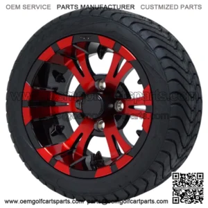 12" Vampire Red/Black Aluminum Wheels and 215/40-12 Low Pro DOT Tires - Set of 4
