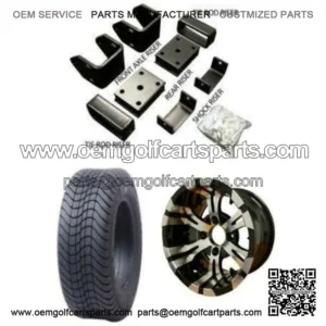 EZGO TXT Low Profile/Tire Wheel Combo & 4" Block Lift Kit Bundle (1994-2001.5)