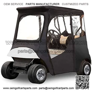 Golf Cart Deluxe Enclosure Cover for TXT & Club Car Precedent 2 Passenger, 4-Sided Clear PVC Window Rain Cover with Zipper Entry