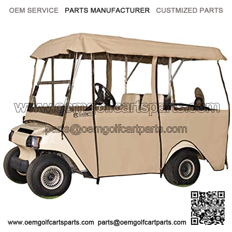 Classic Accessories Fairway Deluxe 4-Sided 4-Person Golf Cart Enclosure, Tan