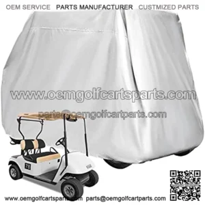 4 Passenger Golf Cart Cover Fits EZGO, Club Car, Yamaha, 400D Waterproof Windproof Sunproof Outdoor All-Weather Polyester Full Cover with Backside Zipper Doors - Grey/Sliver