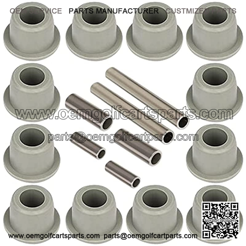 Club Car Precedent Front Lower Spring & Front Upper A-Arms Bushing Kits with 12X Urethane Bushings, 2X Sleeves for Front Spring, 2X Inner Rolled Sleeve, 2X Outer Rolled Sleeves