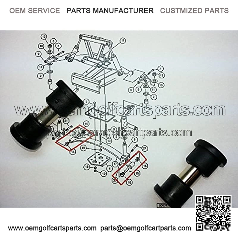 Club Car Front Leaf Spring Bushing Kit Fits Club Car DS Golf Cart 1981 up