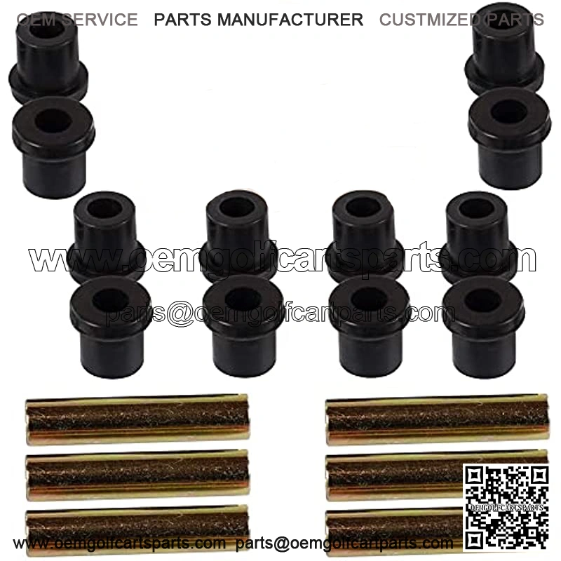 EZGO TXT Golf Cart Rear Leaf Spring Bushing Kit with 6X Sleeves and 12X Bushings Made of Long Lasting Rubber for 1996-Up. Replaces OEM Sleeve Part No#: 70289G02 and Bushing Part No#: 70291G0