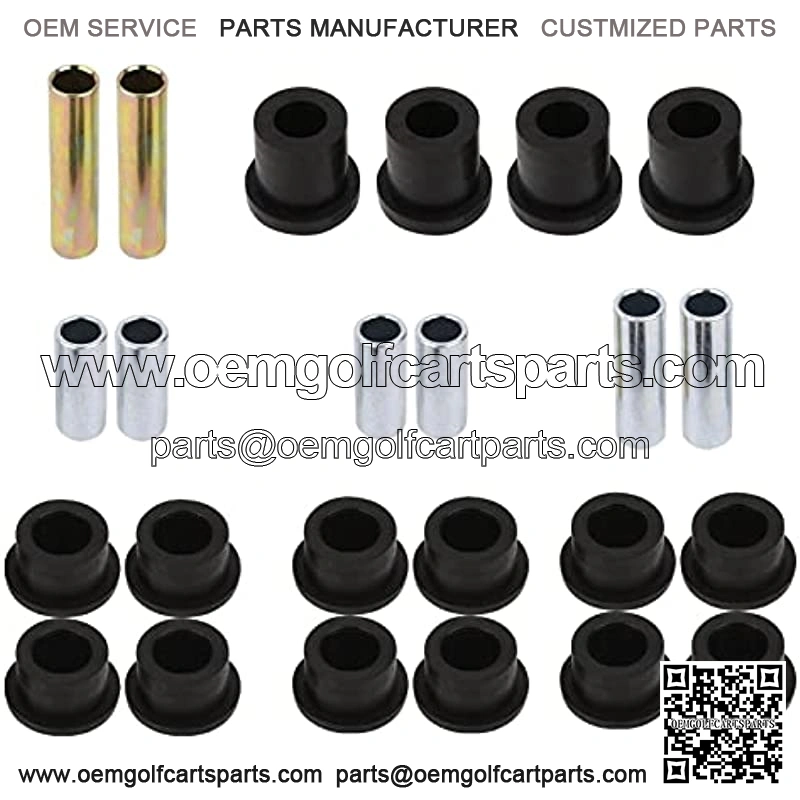Golf Cart Front Lower Spring & Front Upper A-Arm Bushings 16Pcs & Sleeve 8Pcs Fits Club Car DS Golf Cart G&E 1992+, Club Car Carryall 1,2,6, 1992+,Replace # 1012303 1016349 1016350 1015583 1016346