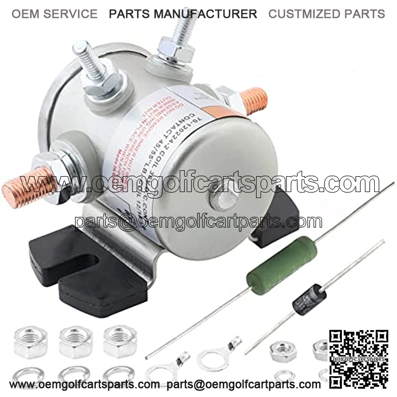 36 Volt #70 Series Continuous Duty Solenoid Relay with Resistor & Diode Kit for EZGO Electric Golf Cart, Upgrade Mount Bracket, Anti-Vibration, OEM # 27855G01 11761G1 27855G02 31680G1 3016