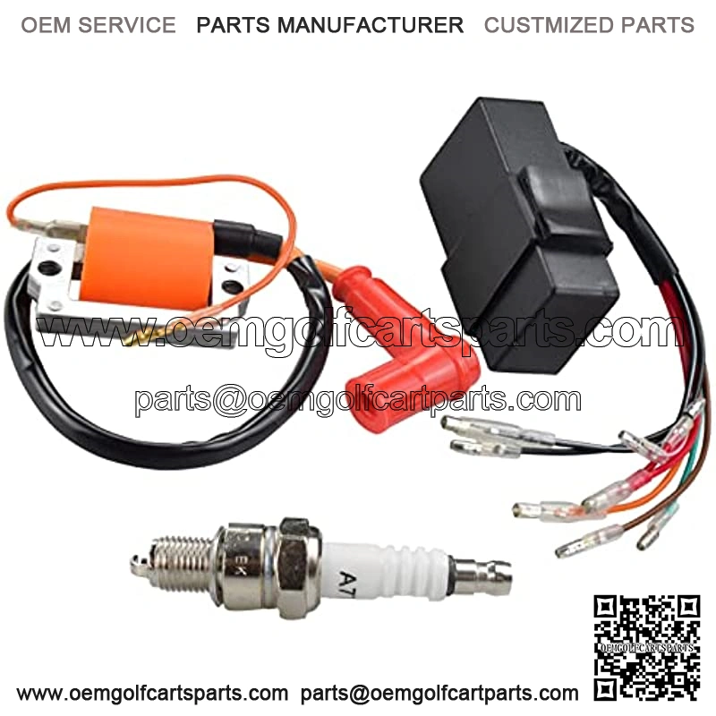 Ignition Coil Spark Plug and Ignitor CDI Kit for Yamaha Gas Golf Cart G1 2 Cycle 1979-1986 Replace 10-85540-20-00,355-82310,8H4-82310-20-00