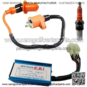 GY6 Ignition Coil Set Ignition Coil+ 6 Pin CDI + Spark Plug for 50cc 125cc 150cc 4-stroke Engines Scooter ATV Go Kart Moped Quad Pit Dirt Bike Cart