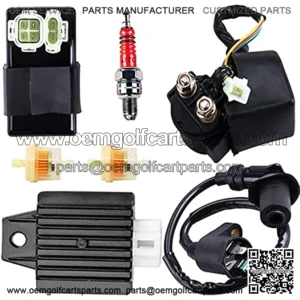 Gy6 Ignition Coil +AC CDI Box Solenoid +Relay +Voltage Regulator +Spark Plug for Tomberlin Crossfire 150R American Sportworks 150 Hammerhead GTS 150cc Go karts Gy6 150cc Engine Scooter Moped Part