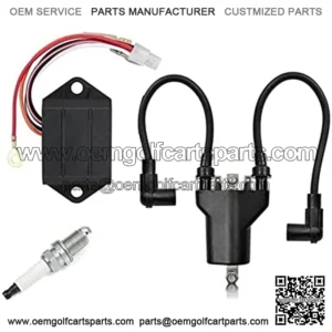 Ignition Coil, AC CDI Ignitor (AC type), Spark Plug Compatible with 1991-2002 EZGO Golf Cart 4 Cycle Gas Replace# 26652-G01, 72562-G01, X8XGC107