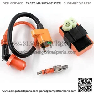 High Performance Racing AC Cdi Box 6pin + Ignition Coil + 3 Electrode Spark Plug for GY6 50cc 80cc 125cc 150cc Moped Scooter ATV Go Kart