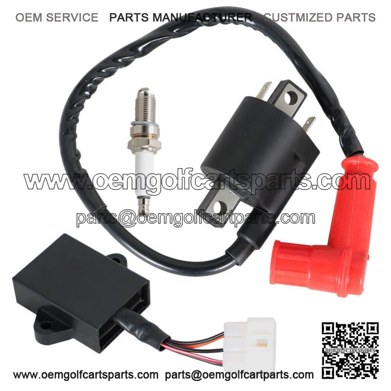 For Yamaha Gas Golf Cart G9 Ignition Coil Ignitor CDI Box & Spark Plug 1990-1995