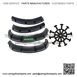 Pack of 4 DS (1993 & up) Golf Cart Fender Flares for Front and Rear Wheels with Rigid Injection-Molded Plastic and Self-Tapping Screws for Gas/Electric Models.
