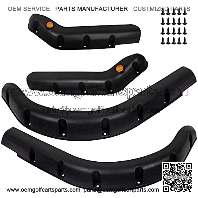 Golf Cart Front and Rear Standard Fender Flares for TXT 1998-2013 Gas/Electric Carts Block The Splashing Sludge. Rigid Molded Plastic with Stainless Steel Screws (Set of 4pcs)