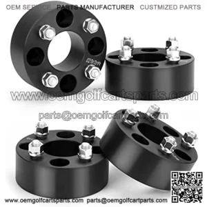 KSP 4x4 to 4x4 Wheel Spacers for Golf Cart, 2" ATV Wheel Spacer Fits for EZ GO EZGO Club Car, 50mm Thick 4x101.6mm Thread Pitch 1/2" x20 Hub bore 62mm, Black 4PCS